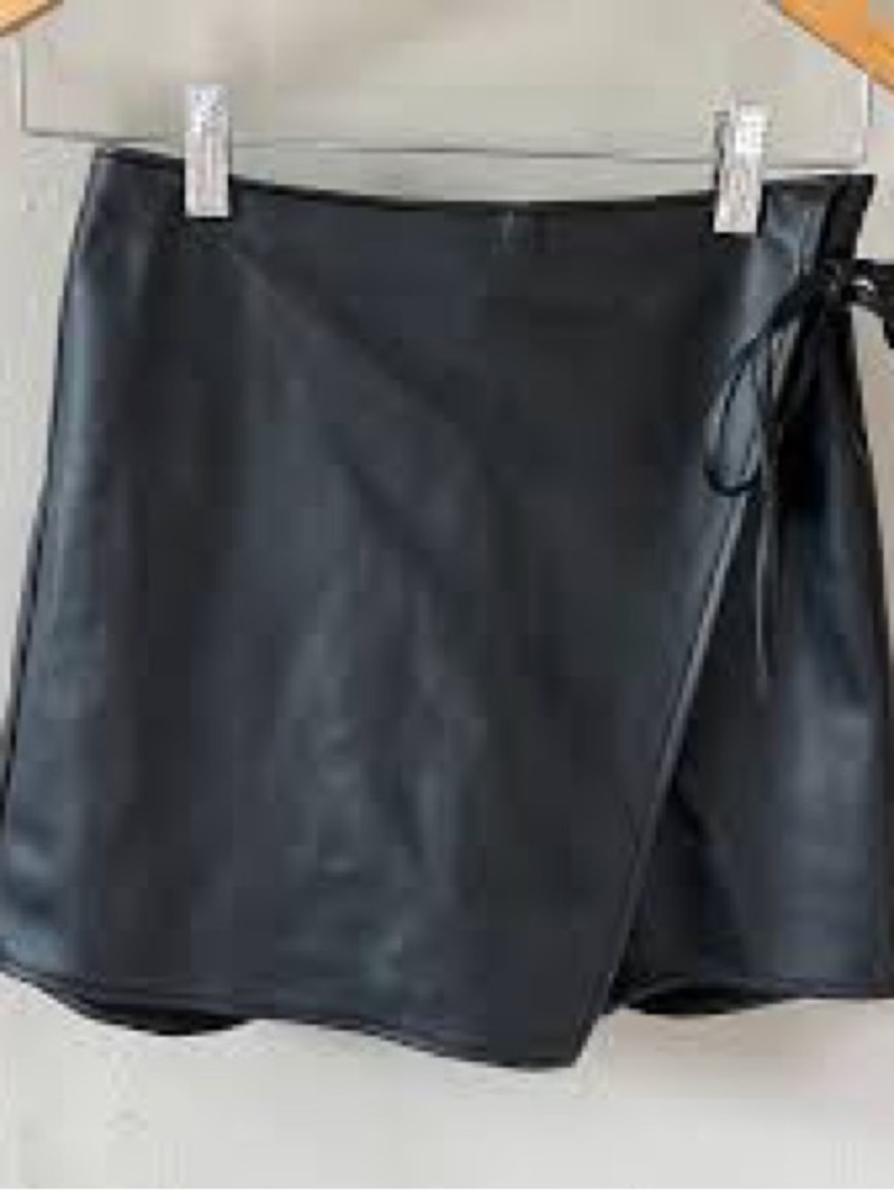 Abercrombie & Fitch Black Faux Leather Wrap Mini Skirt XS